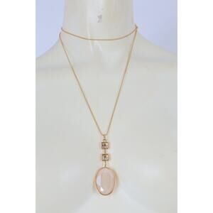 Touchstone Sunrise Gold Tone Oval Rhinestone Crystal Pendant Necklace Adjustable